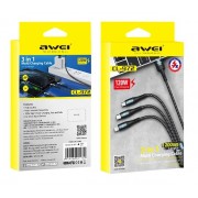 Καλώδιο φόρτισης & data 3in1 - Fast Charge - CL-972 - 1.2m - AWEI - 888155 - Black