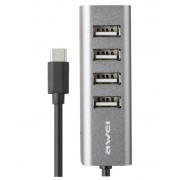 Αντάπτορας USB 2.0 Hub με 4 θύρες - Type-C - CL-122T - AWEI - 888070