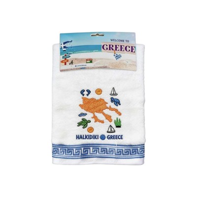 Πετσέτα ποτηρόπανο Souvenir με κέντημα - Σετ 12pcs - Chalkidiki - 416327