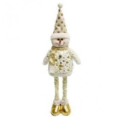 Χριστουγεννιάτικη λούτρινη κούκλα Χιονάνθρωπος με πτυσσόμενα πόδια - MT94101B - 501470