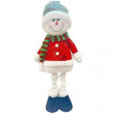 Χριστουγεννιάτικη λούτρινη κούκλα Χιονάνθρωπος με πτυσσόμενα πόδια - MY93102B - 501432