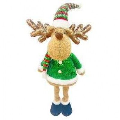 Χριστουγεννιάτικη λούτρινη κούκλα Τάρανδος με πτυσσόμενα πόδια - MY93102C - 501517