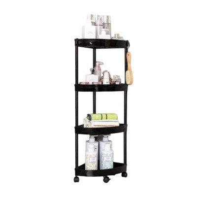 Τροχήλατη ραφιέρα μπάνιου 4 επιπέδων γωνιακή - 9608 - 488256 - Black