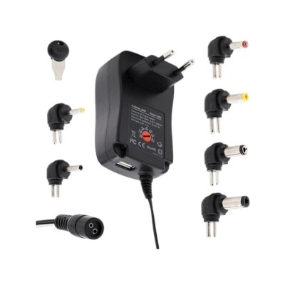 Τροφοδοτικό μετασχηματιστής με ρυθμιστή τάσης 6 βύσματα και θύρα USB - 30W - 812990