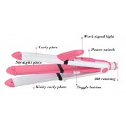 Ισιωτική μαλλιών - 3in1 - KM-1213 - Multistyler - Kemei - Pink/White
