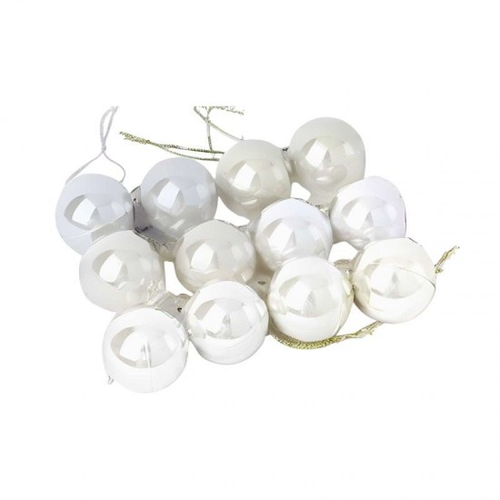 Σετ Χριστουγεννιάτικες μπάλες - 8cm - 12pcs - 326048 - White Σετ Χριστουγεννιάτικες μπάλες - 8cm - 12pcs - 326048 - White