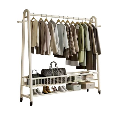 Τροχήλατη κρεμάστρα δαπέδου με ράφια  - 12008A - 282265 - White