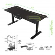 Gaming Γραφείο - Eureka Ergonomic® ERK-IM6301-BK 168x70x66-81εκ.