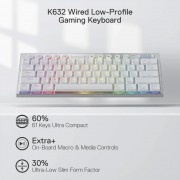 Gaming πληκτρολόγιο - Redragon HORUS MINI K632W-RGB PRO (White)