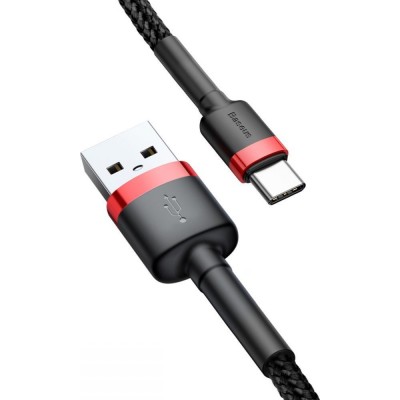  Baseus Cafule Braided USB 3.0 καλώδιο  USB-C male - USB-A male Μαύρο-Κόκκινο 1m (CATKLF-Β91)